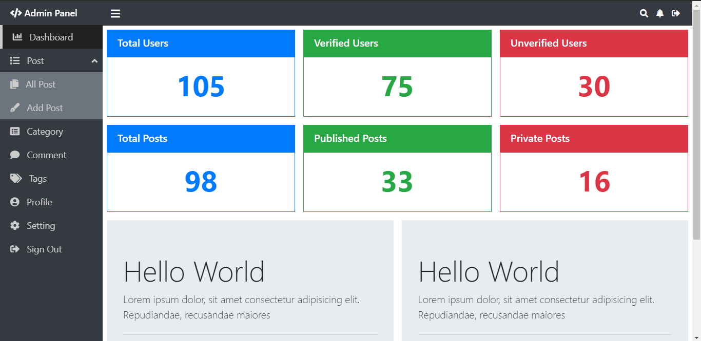 Responsive Admin Panel Design Using Bootstrap 4