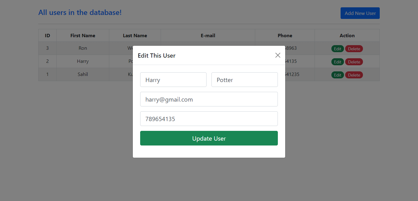 CRUD App Using Bootstrap 5, PHP-OOP, PDO-MySQL, Fetch API of ES6