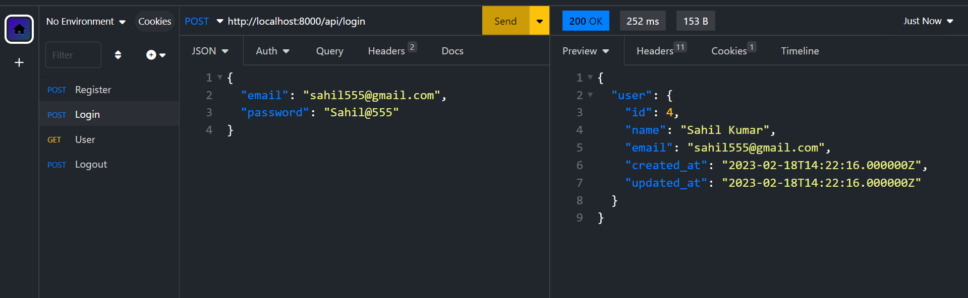 API Testing for User Login