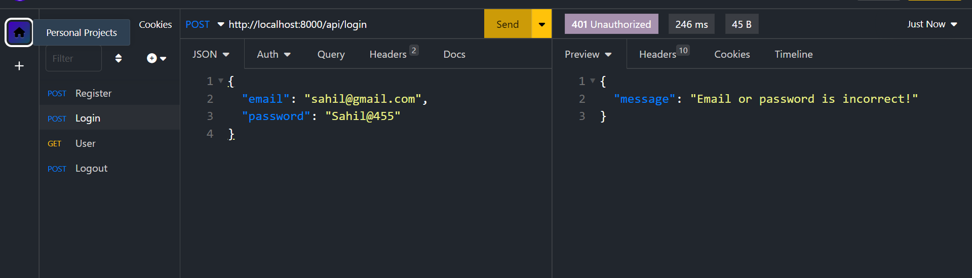 API Testing for User Login