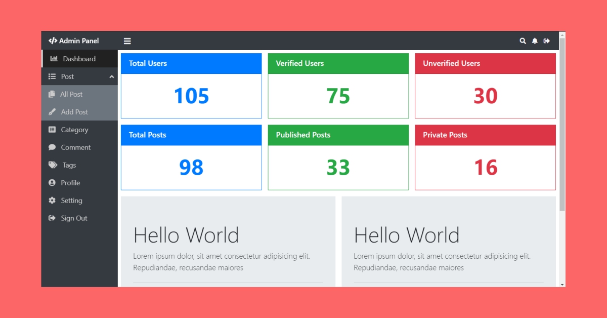 Responsive Admin Panel Design Using Bootstrap 4